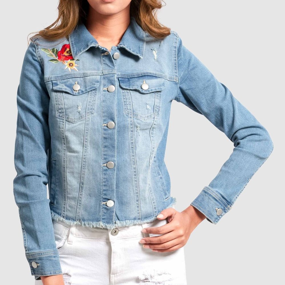 OLGYN Women’s Medium Blue Denim Embroidery Jacket